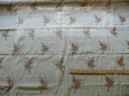 4.375y Hiend Lampas Asian Red Cherry Blossom On Off White Moire