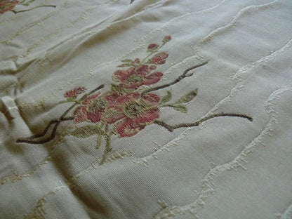 4.375y Hiend Lampas Asian Red Cherry Blossom On Off White Moire