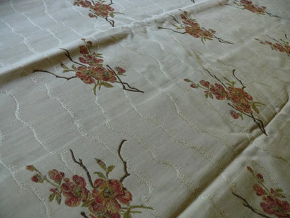 4.375y Hiend Lampas Asian Red Cherry Blossom On Off White Moire