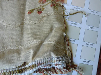 4.375y Hiend Lampas Asian Red Cherry Blossom On Off White Moire