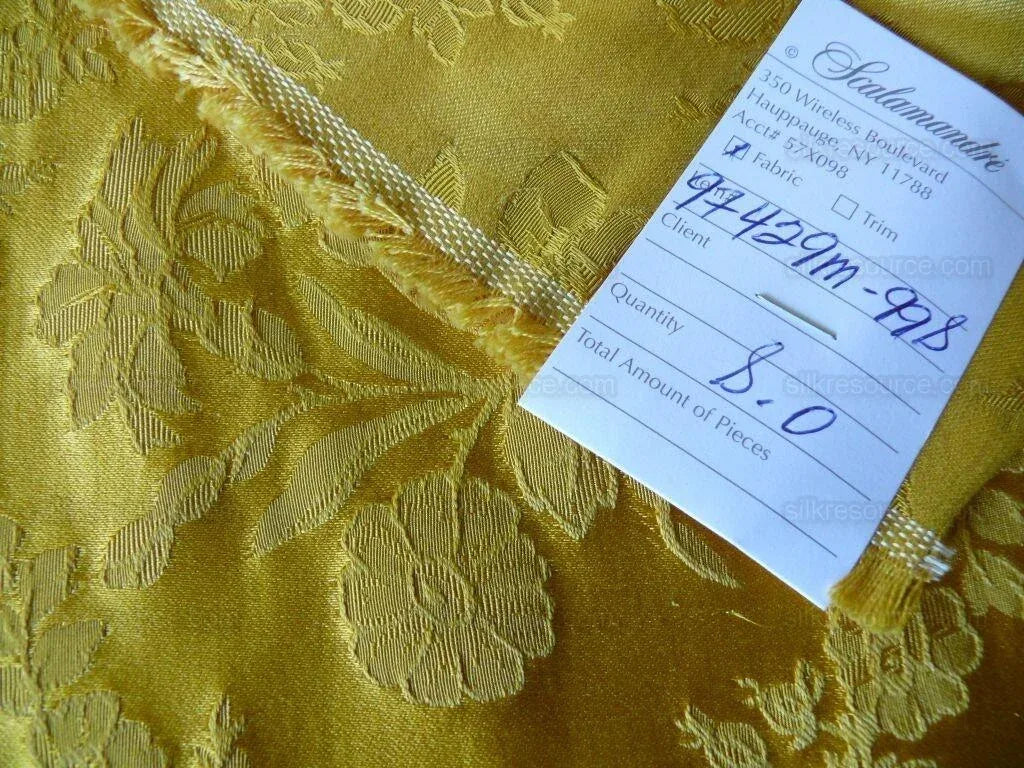 1.3y Scalamandre Vanderbilt Silk/cotton Gold Roses Tulips