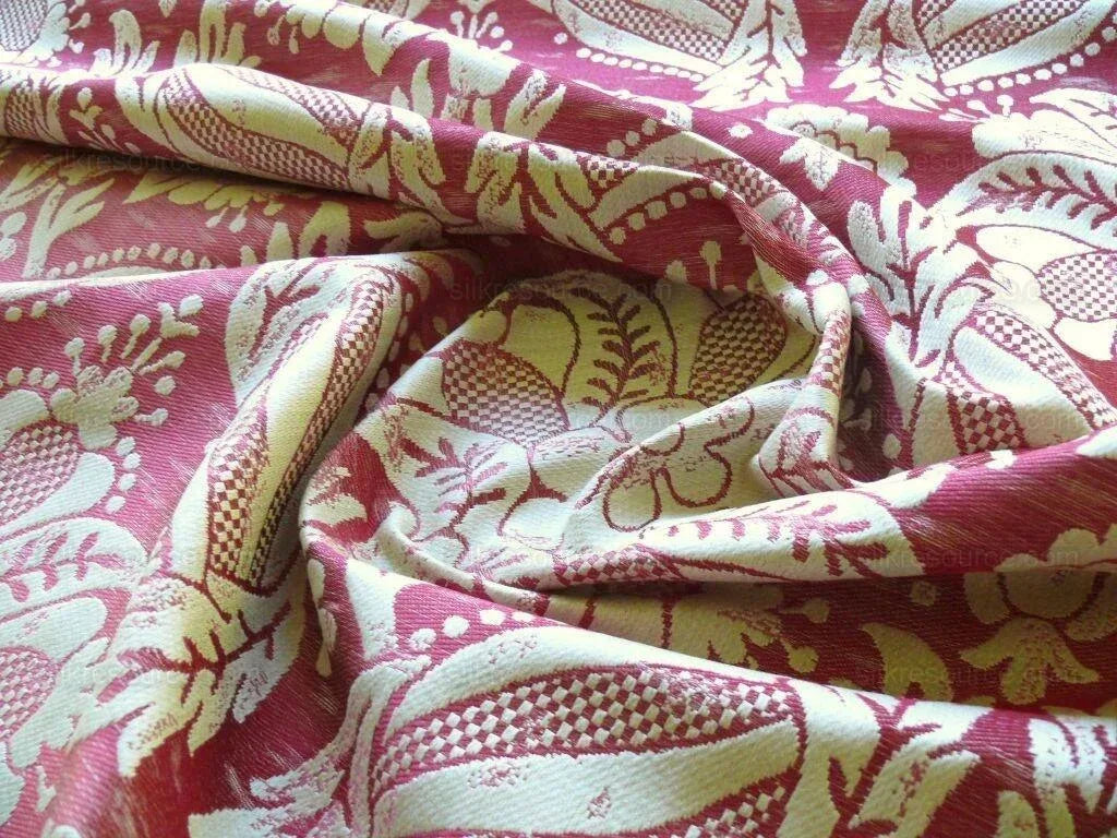 Scalamandre Reggio Raspberry Red Pink Silver Gold Large Artichoke Pomegranate Lotus MSRP USD 399/y