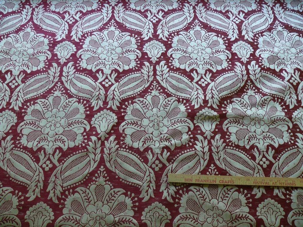 Scalamandre Reggio Raspberry Red Pink Silver Gold Large Artichoke Pomegranate Lotus MSRP USD 399/y