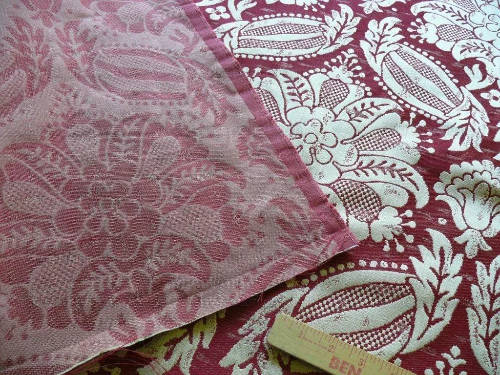 Scalamandre Reggio Raspberry Red Pink Silver Gold Large Artichoke Pomegranate Lotus MSRP USD 399/y