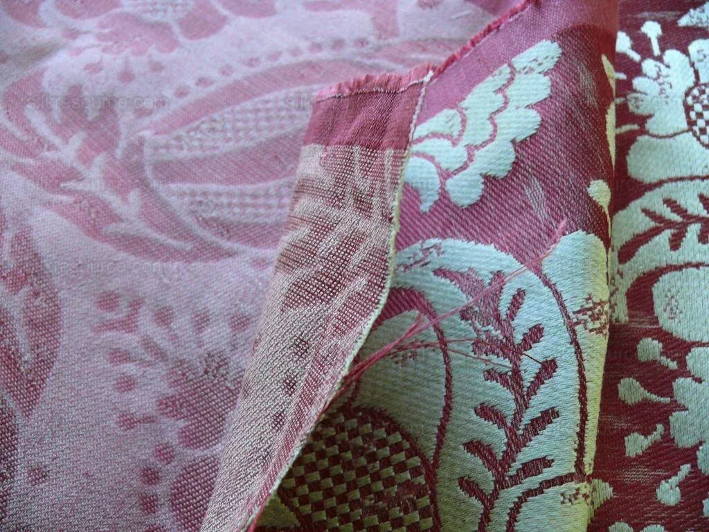 Scalamandre Reggio Raspberry Red Pink Silver Gold Large Artichoke Pomegranate Lotus MSRP USD 399/y