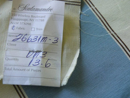 Scalamandre Colby Stripe Blue White Silk & Linen $198/y