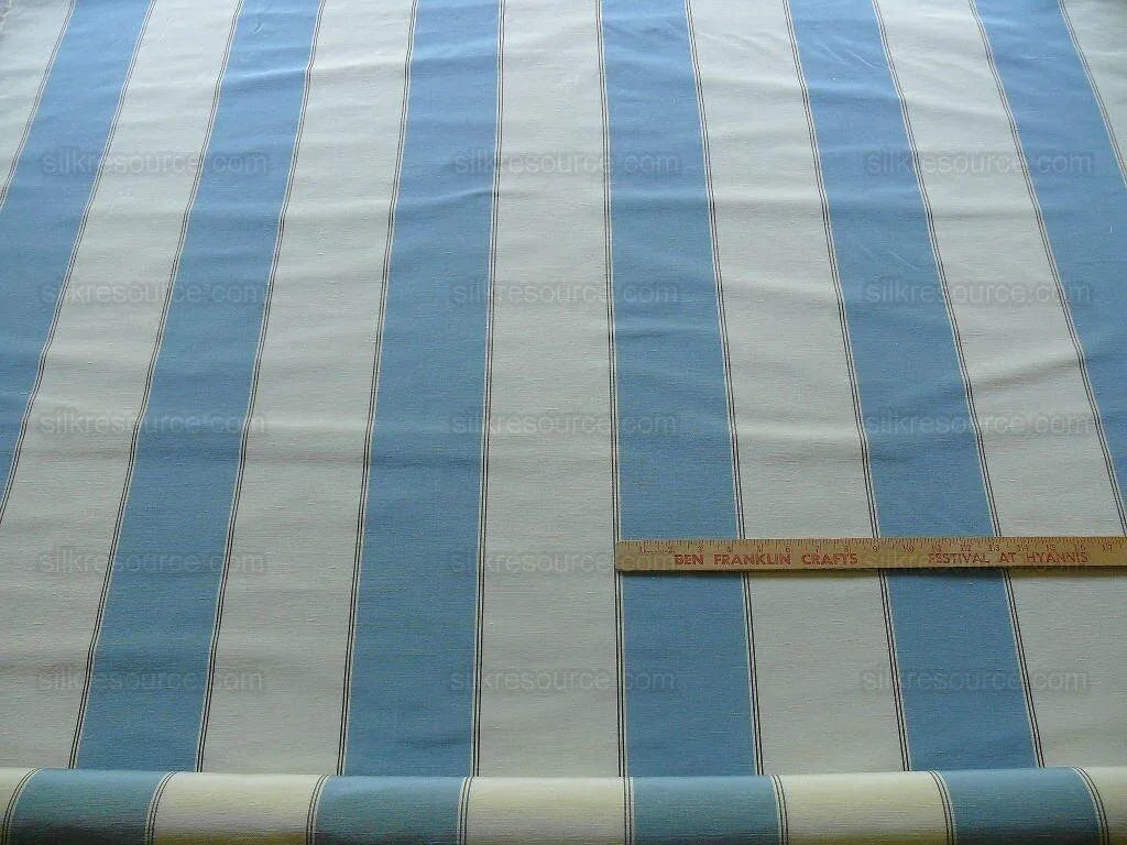 Scalamandre Colby Stripe Blue White Silk & Linen $198/y