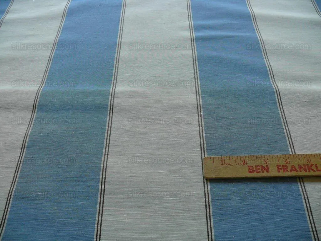 Scalamandre Colby Stripe Blue White Silk & Linen $198/y