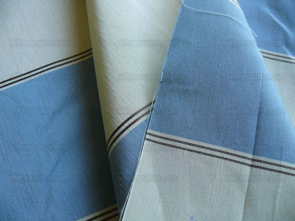 Scalamandre Colby Stripe Blue White Silk & Linen $198/y