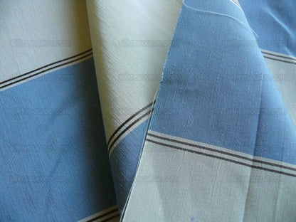 Scalamandre Colby Stripe Blue White Silk & Linen $198/y