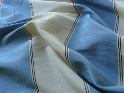 SCALAMANDRE COLBY STRIPE BLUE WHITE SILK & LINEN $198/Y