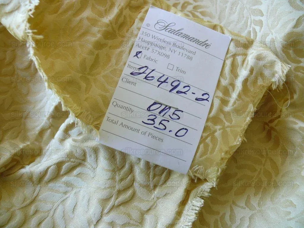 Scalamandre Blairsprig Dark Beige Pale Gold Yellow 100% Silk MSRP USD 280/Y