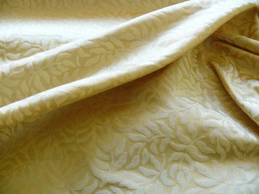 Scalamandre Blairsprig Dark Beige Pale Gold Yellow 100% Silk MSRP USD 280/Y