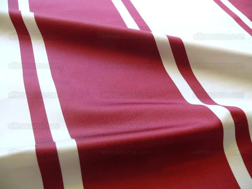 Scalamandre Palladio Silk/cotton Satin Large Stripe Deep Raspberry Red White Cream Grandeur MSRP USD280/Y
