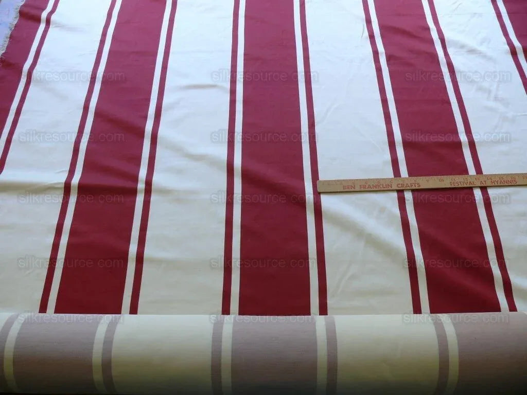 Scalamandre Palladio Silk/cotton Satin Large Stripe Deep Raspberry Red White Cream Grandeur MSRP USD280/Y