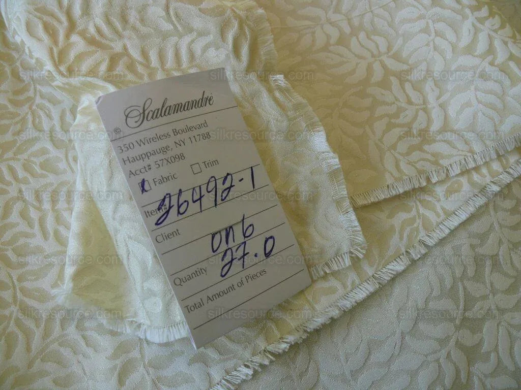 Scalamandre Blairsprig White Cream White Mini Foliage - 100% Silk