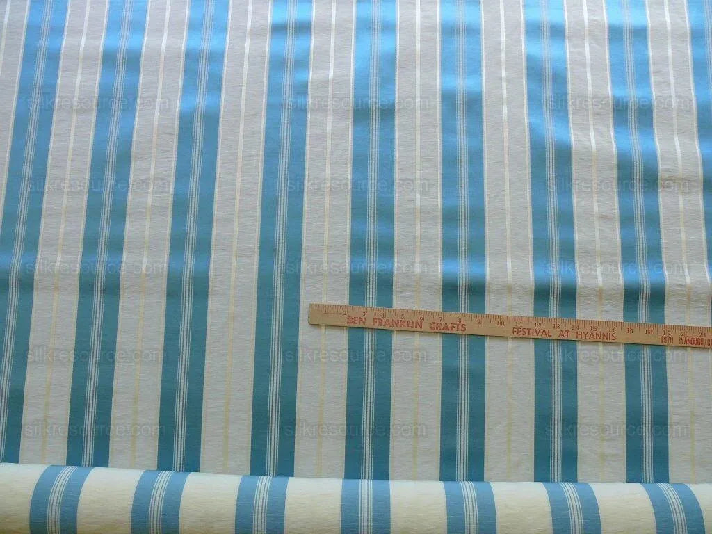 Scalamandre Keely Stripe Blue &amp; Cream White Silk Linen MSRP USD 256/y