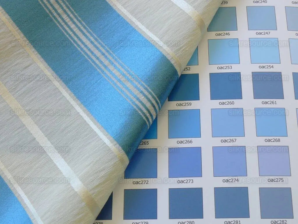 Scalamandre Keely Stripe Blue &amp; Cream White Silk Linen MSRP USD 256/y