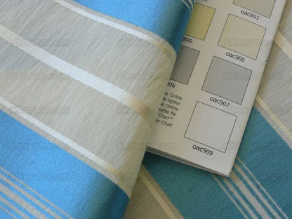 Scalamandre Keely Stripe Blue &amp; Cream White Silk Linen MSRP USD 256/y