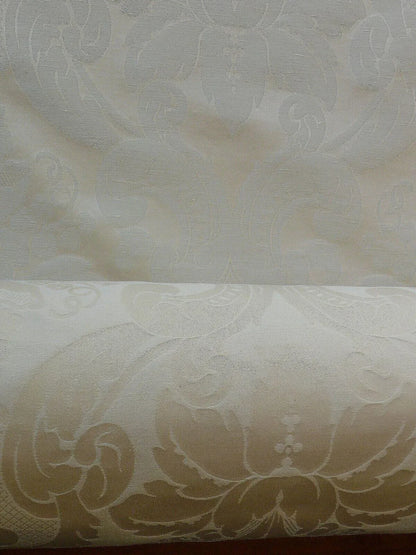 SCALAMANDRE DIANA DAMASK CLASSY RENAISSANCE WHITE COTTON BTY