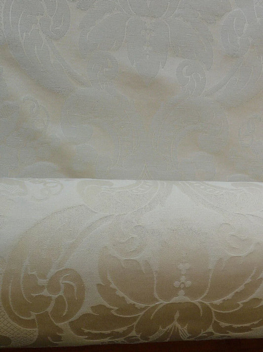 SCALAMANDRE DIANA DAMASK CLASSY RENAISSANCE WHITE COTTON BTY