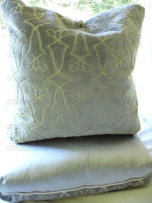 OLD WORLD WEAVERS PRINCESS AIDA 19" CUT VELVET PILLOWS PEWTER
