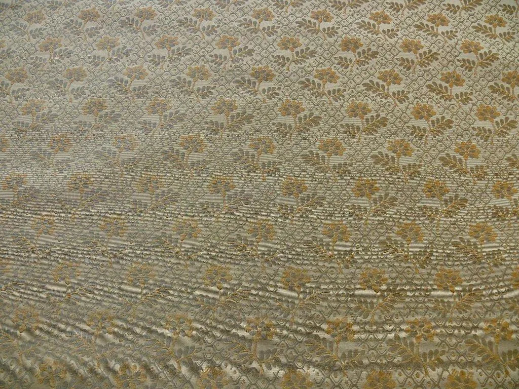 1.3yscalamandre Penelope Petit Flower Silk Lampas Grey Taupe Tan