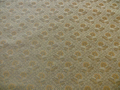 1.3yscalamandre Penelope Petit Flower Silk Lampas Grey Taupe Tan