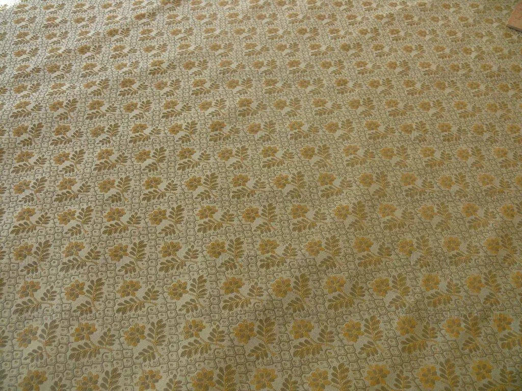 1.3yscalamandre Penelope Petit Flower Silk Lampas Grey Taupe Tan