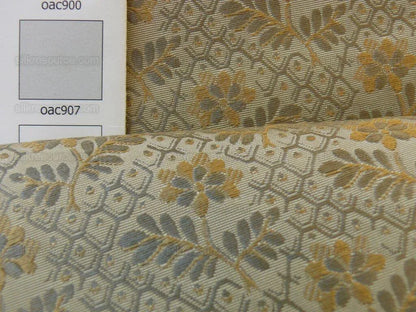 1.3yscalamandre Penelope Petit Flower Silk Lampas Grey Taupe Tan