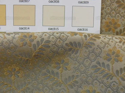 1.3yscalamandre Penelope Petit Flower Silk Lampas Grey Taupe Tan