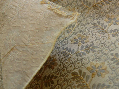 1.3yscalamandre Penelope Petit Flower Silk Lampas Grey Taupe Tan