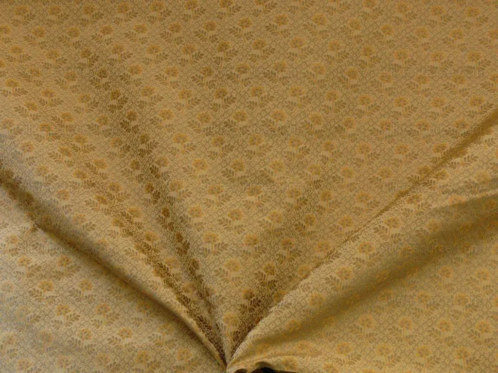 1.3yscalamandre Penelope Petit Flower Silk Lampas Grey Taupe Tan