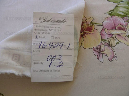 1.2yards Scalamandre La Generosa Rose Hibiscus Lily Flower Cotton Eggshell Pink Green Red Cotton Satin MSRP USD 180/Yard