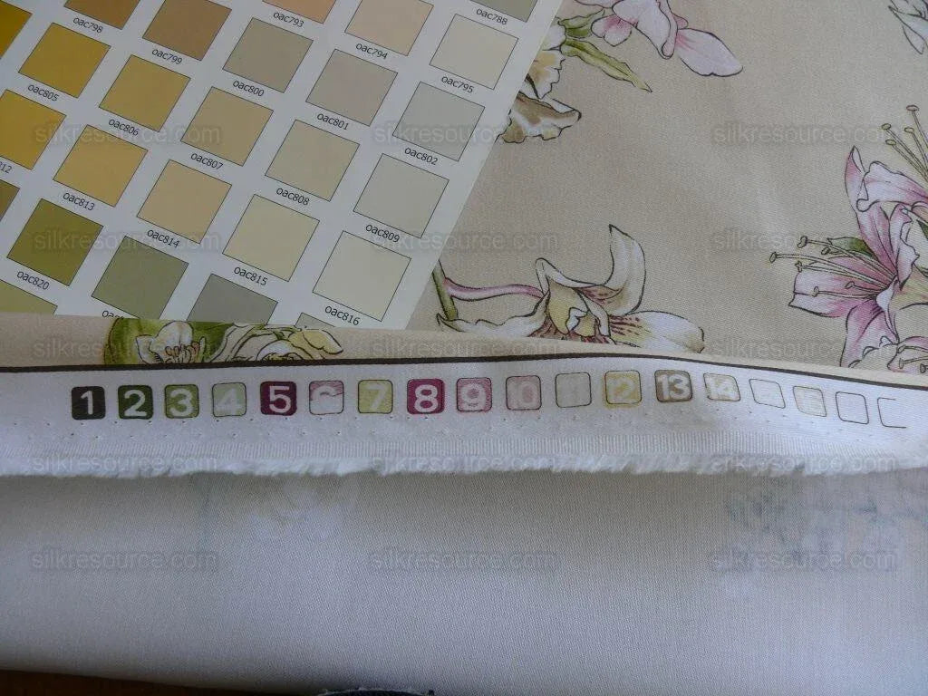 1.2yards Scalamandre La Generosa Rose Hibiscus Lily Flower Cotton Eggshell Pink Green Red Cotton Satin MSRP USD 180/Yard