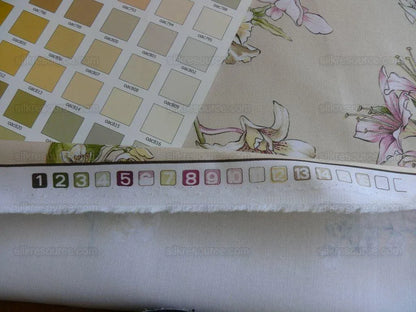 1.2yards Scalamandre La Generosa Rose Hibiscus Lily Flower Cotton Eggshell Pink Green Red Cotton Satin MSRP USD 180/Yard