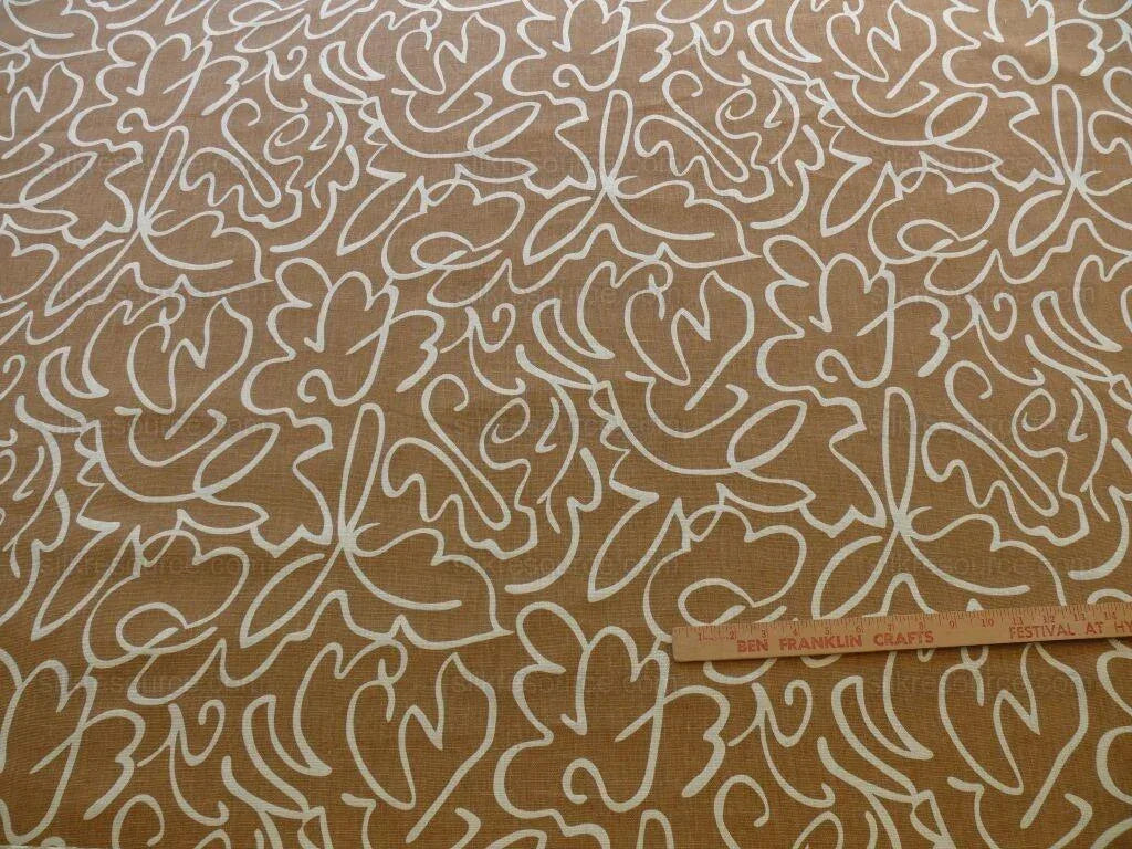by yard Scalamandre Yang Linen Print Tan On Beige Matisse Style Drawing MSRP USD 225/y