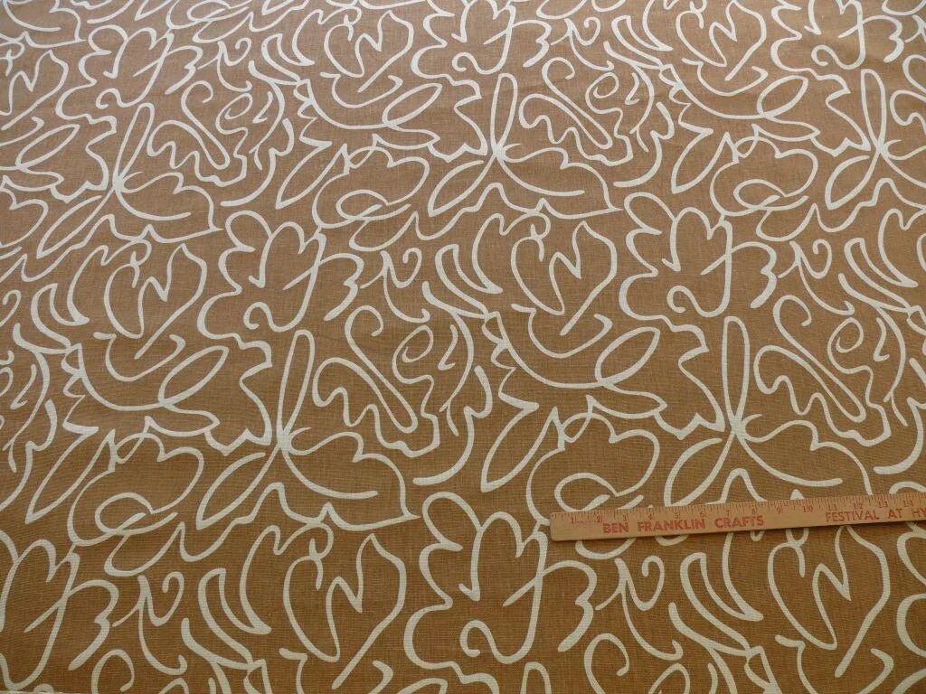 SCALAMANDRE YANG LINEN PRINT TAN ON BEIGE MSRP $225/y BTY