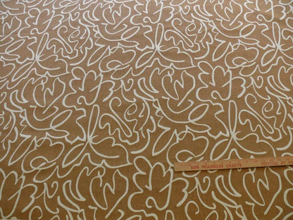 SCALAMANDRE YANG LINEN PRINT TAN ON BEIGE MSRP $225/y BTY