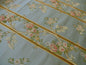 SCALAMANDRE MADAME ROSE MARTINALE STRIPED LISERE SILK BLUE FLORA