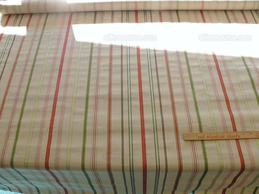 Scalamandre Pyjama Stripe Coral Green &amp; Beige Bty