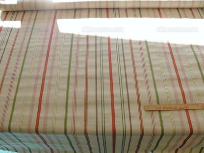 Scalamandre Pyjama Stripe Coral Green &amp; Beige Bty