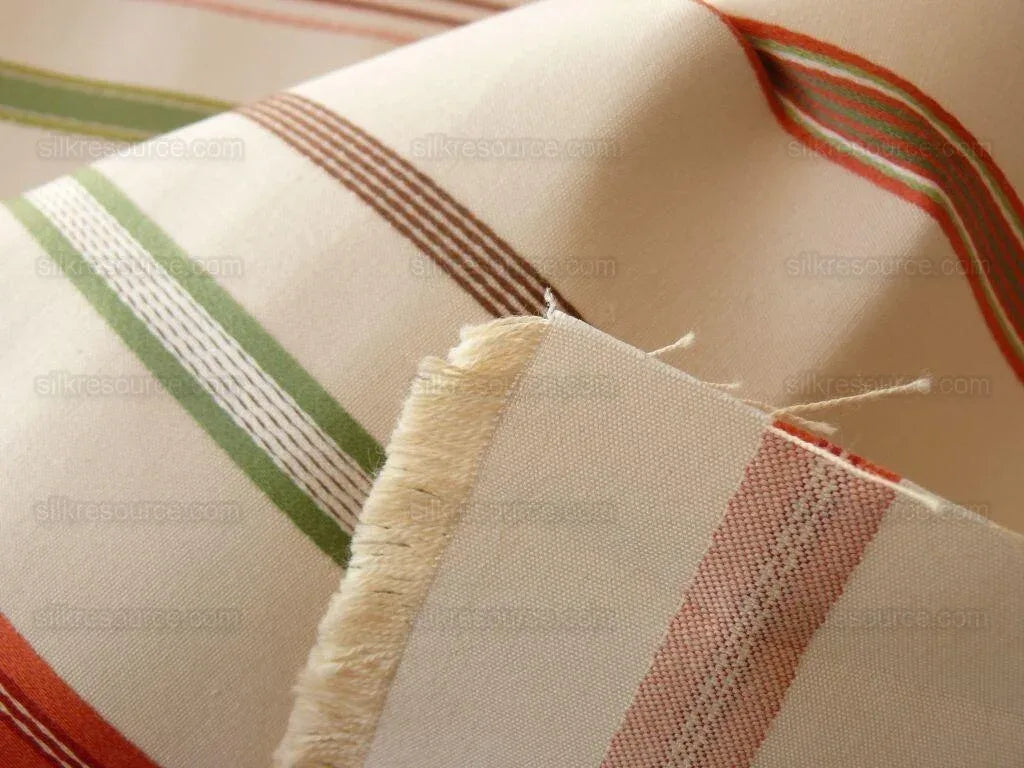 Scalamandre Pyjama Stripe Coral Green &amp; Beige Bty