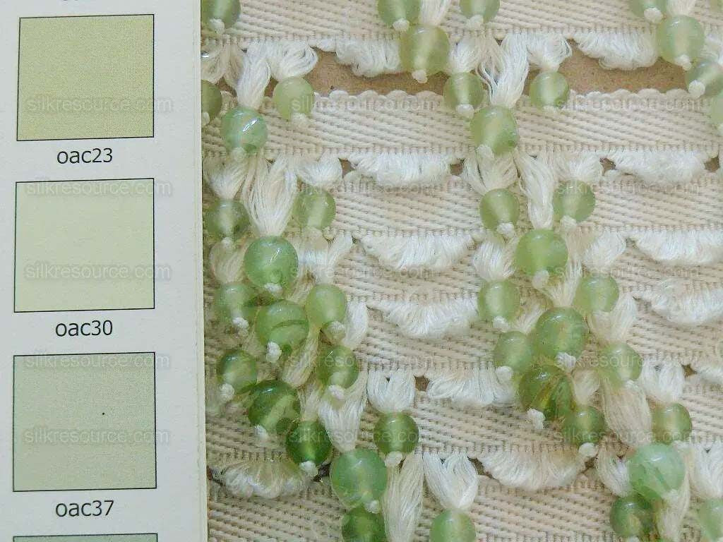Scalamandre Lampshade Fringe Beaded Green Jade White Silk MSRP USD 195/Y