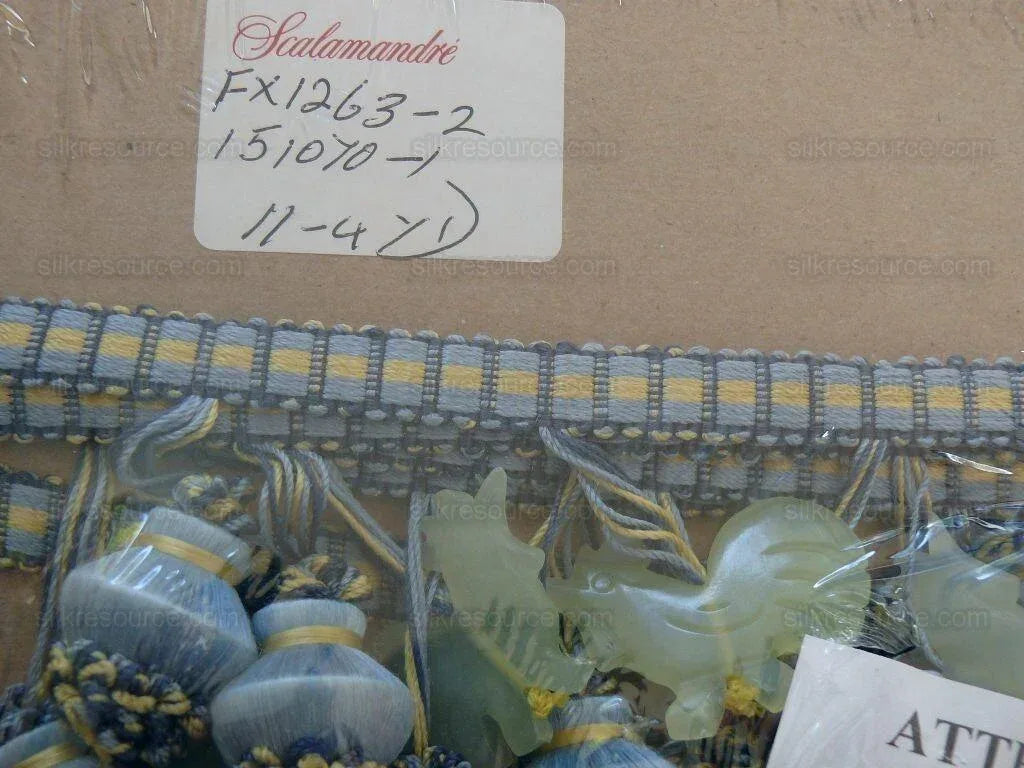 Bty Scalamandre Duchessa Jade Rooster Trim Bl/yw Silk MSRP USD 300+