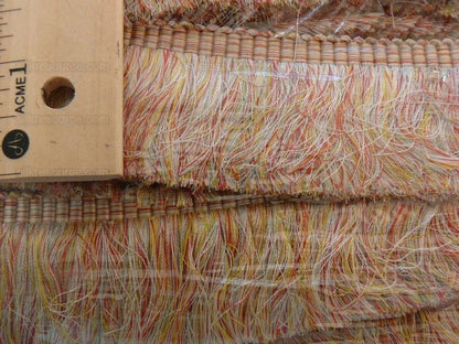 Scalamandre Effile Coupe  Cut Moss Fringe Silk Coral Red Yellow Pale Blue Trim MSRP USD 200+/y