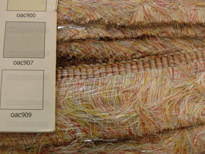 Scalamandre Effile Coupe  Cut Moss Fringe Silk Coral Red Yellow Pale Blue Trim MSRP USD 200+/y
