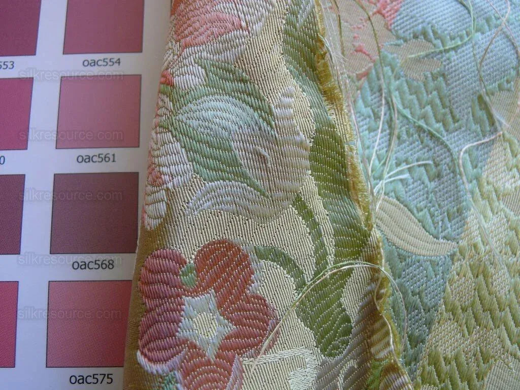 BY Yd Scalamandre "louis Xv" 100% Silk Lampas Chinoiserie Multi On Pale Yellow Bty