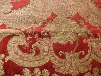 CORAGGIO TEXTILE SILK LAMPAS BUONARROTI CRIMSON RED & GOLD 3Y