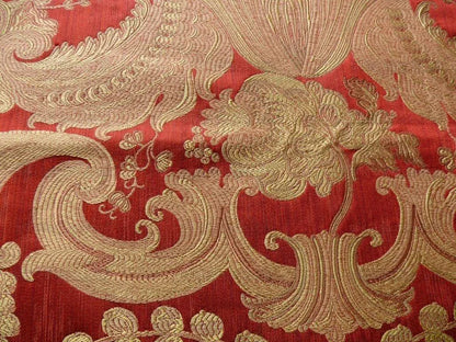 Coraggio Textile Silk Lampas Buonarroti Crimson Red & Gold 3y